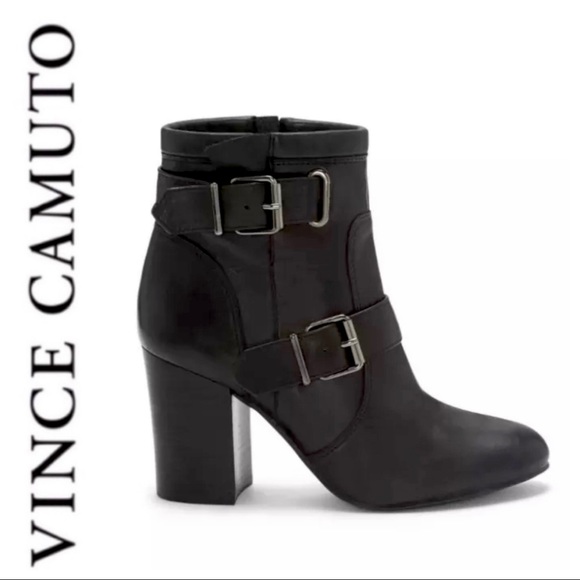 Vince Camuto Shoes - 💕SALE💕 Vince Camino Black Leather Simlee Block Heel Ankle Boots